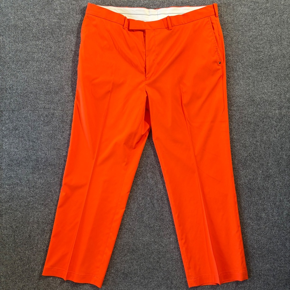 RLX Ralph Lauren Mens Golf Pants Neon Orange Performance Flat Front 42x32